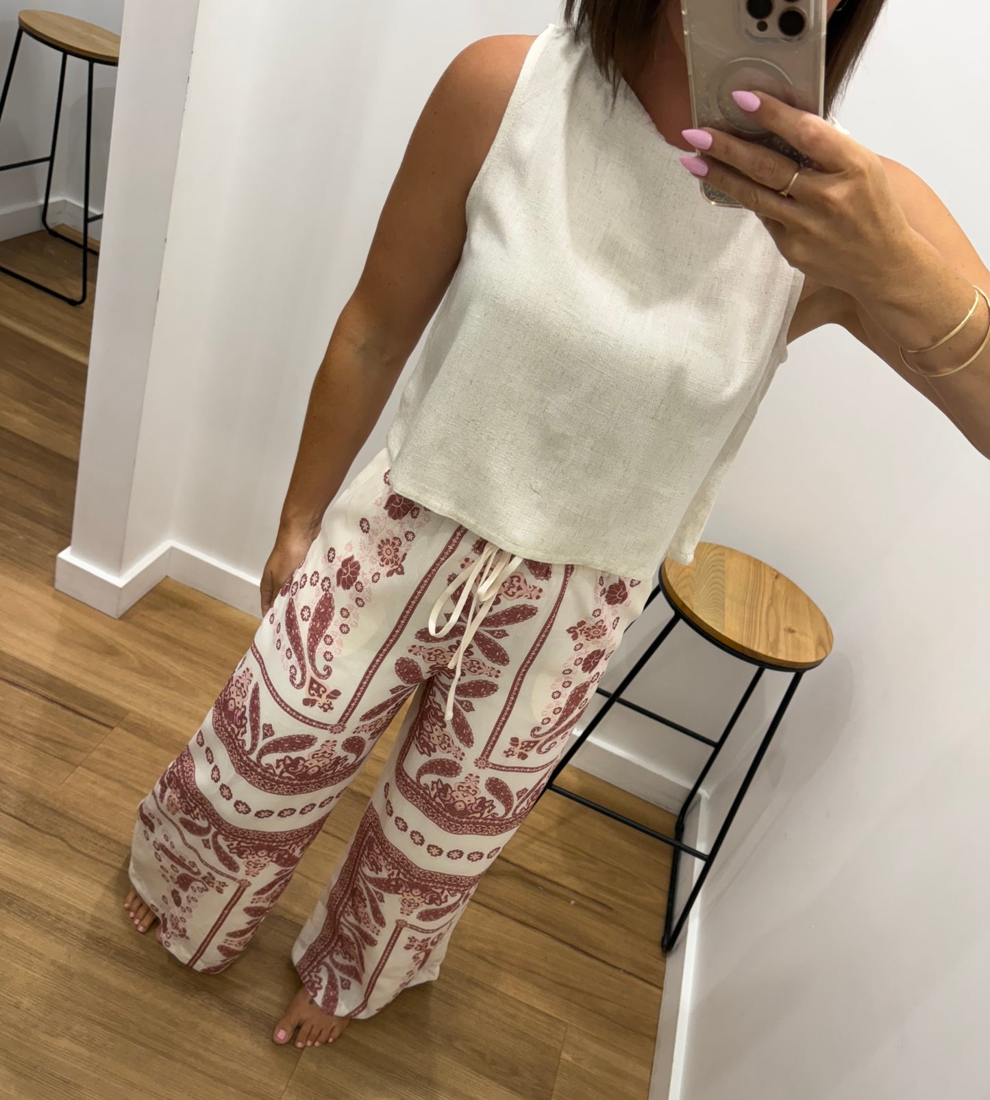 Button Back top - Natural