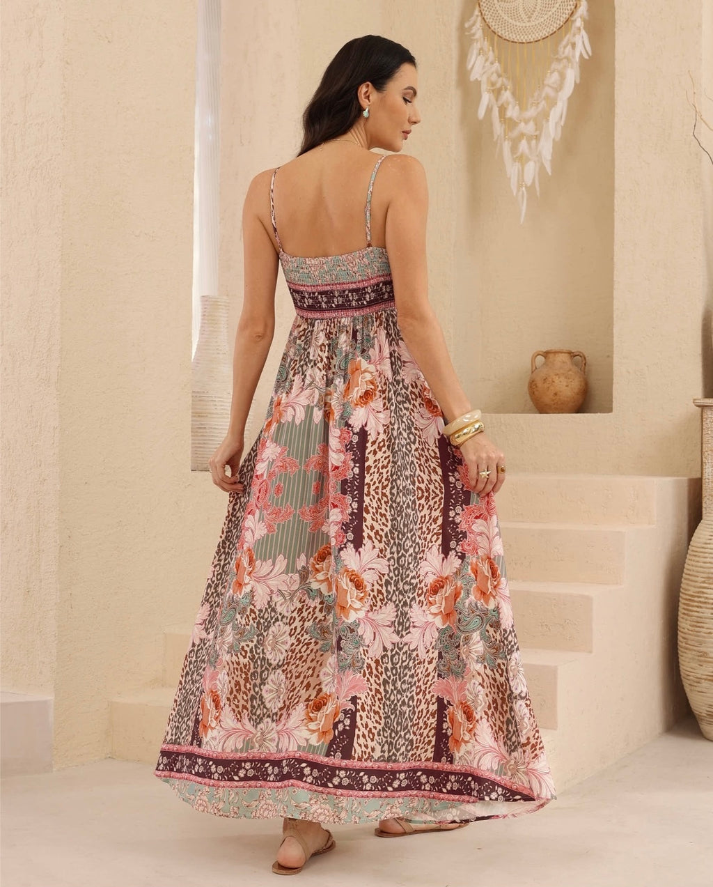 Guava Leopard Strap Maxi Dress