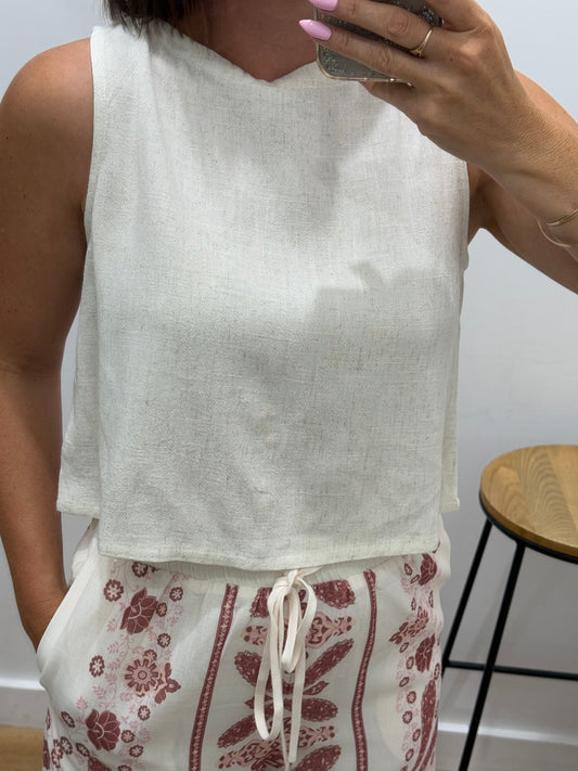 Button Back top - Natural