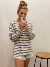Load image into Gallery viewer, Faye Stripe Top  Navy/Blush
