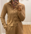 Waffle knit top - Latte