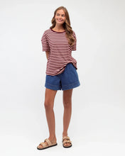 Load image into Gallery viewer, Easy Tuck Tee - Blush/Burgundy Stripe

