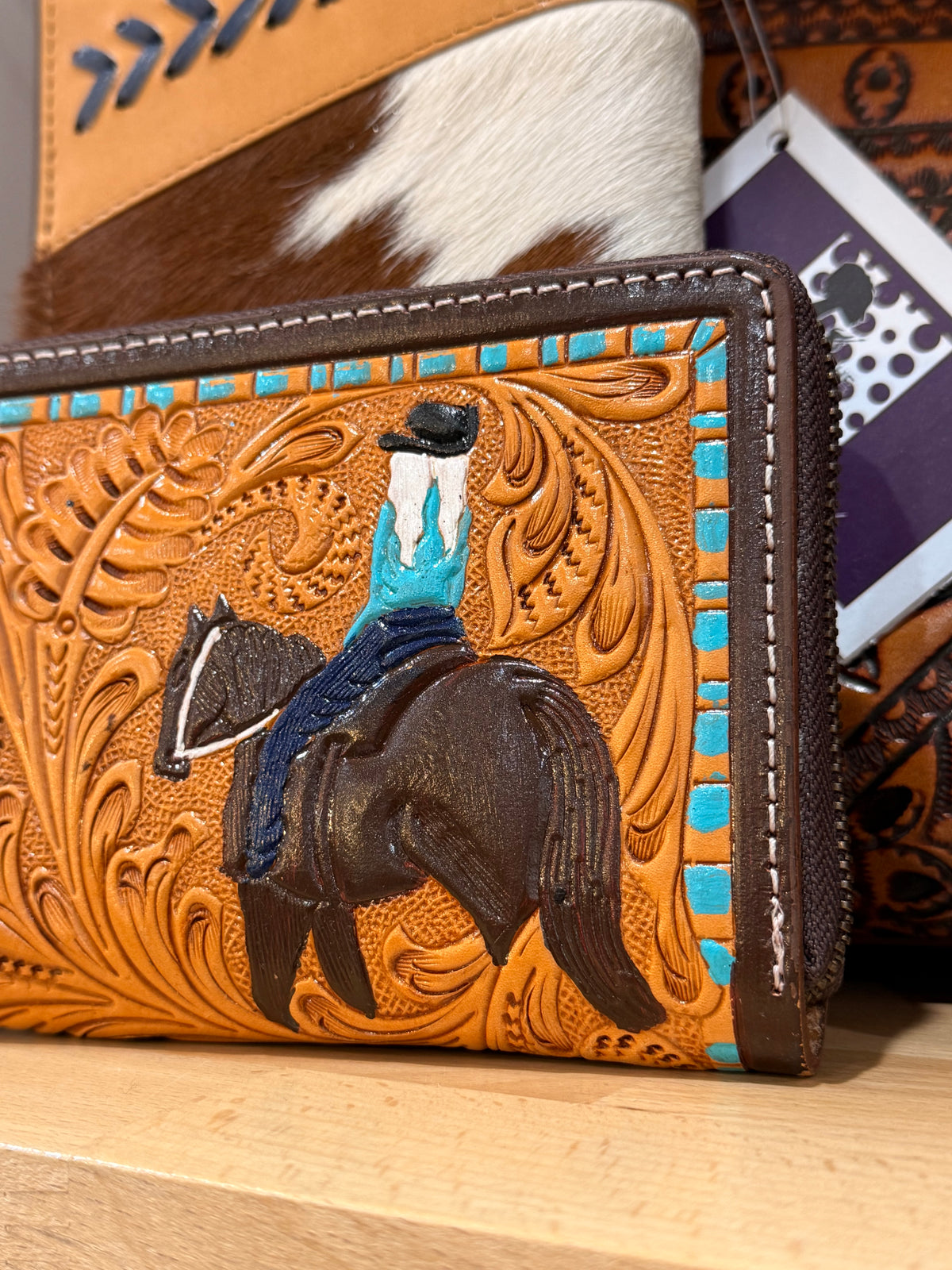 Tooled/Painted  horse wallet
