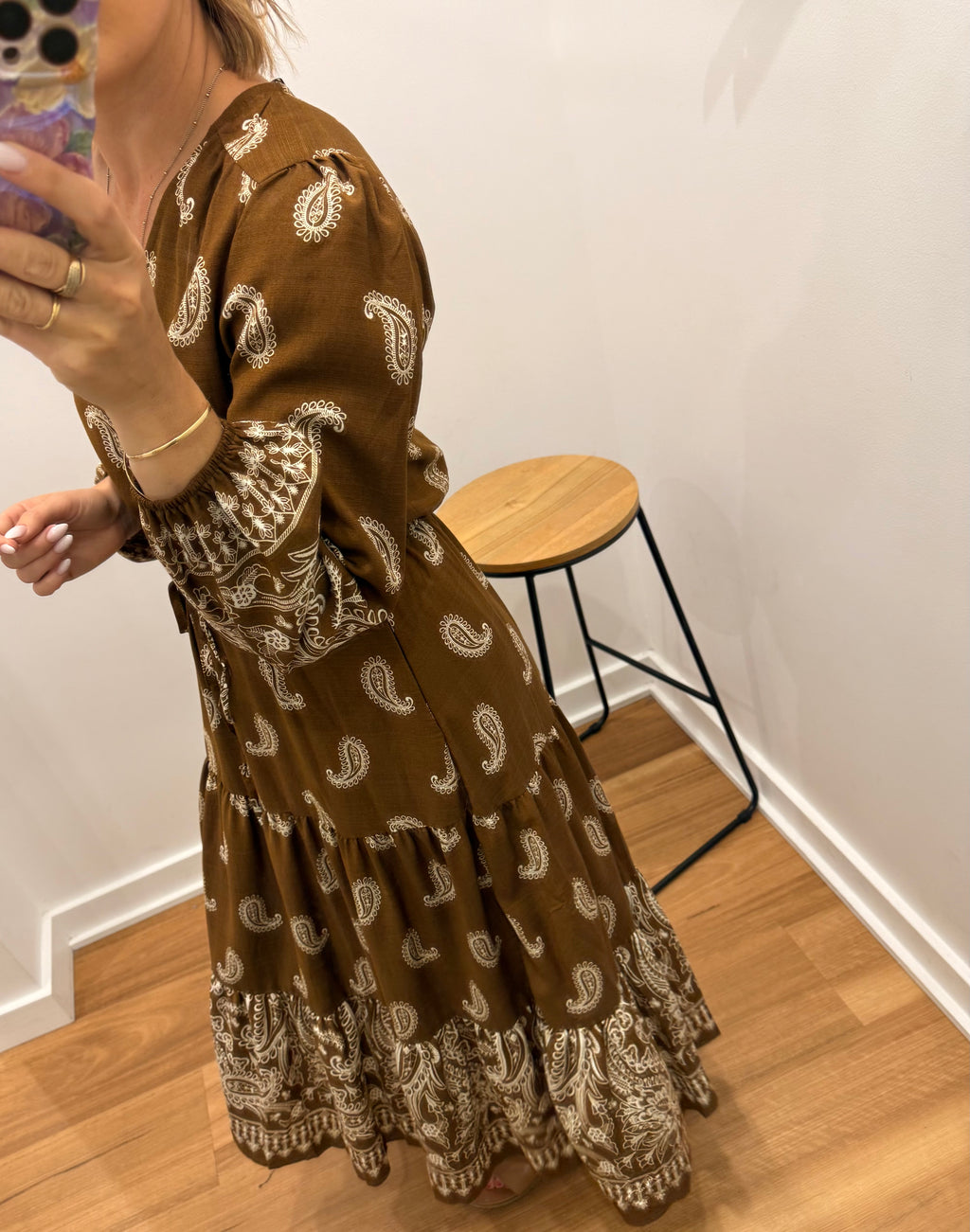 Jennah Midi Dress - Tan