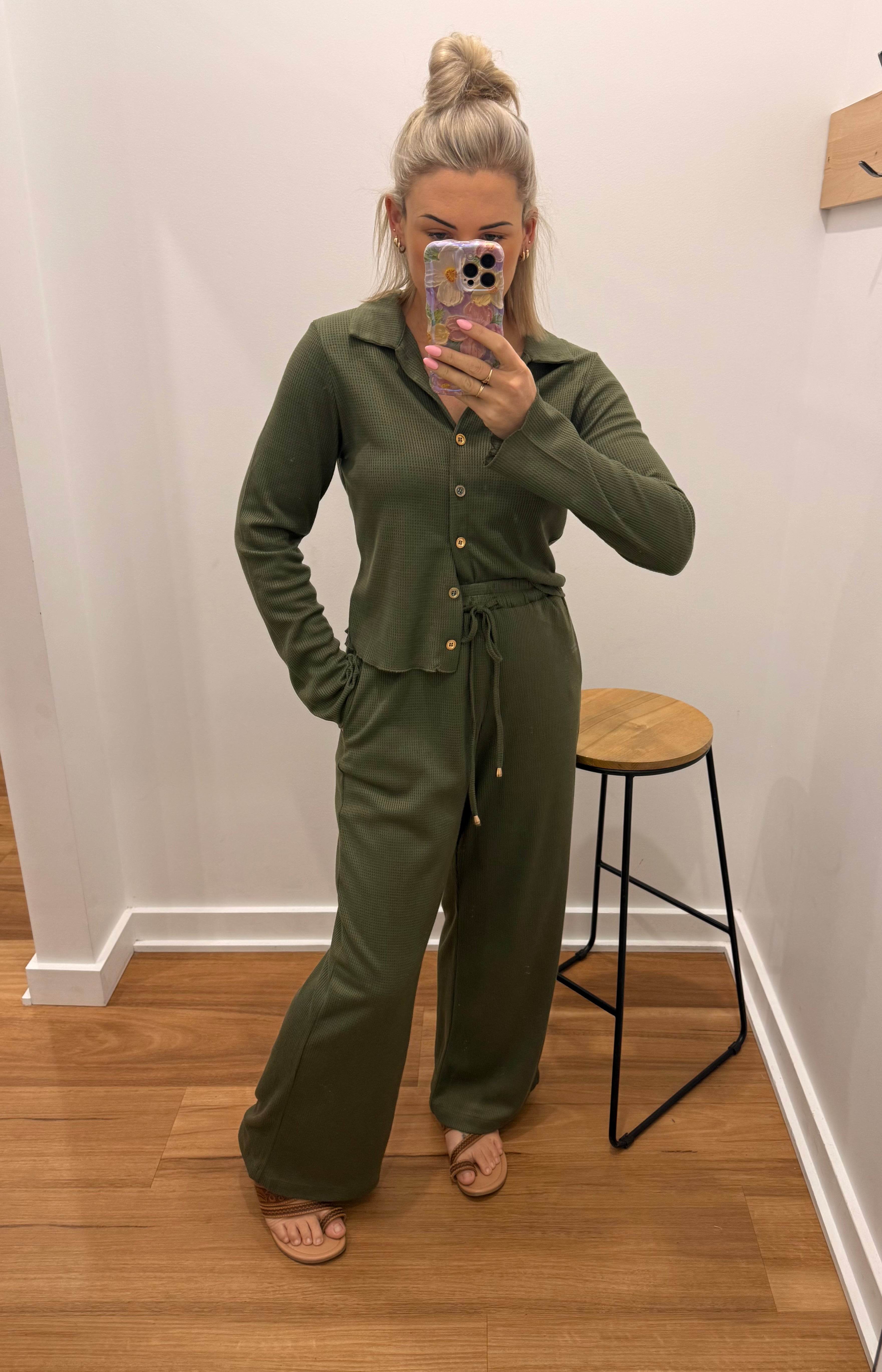 Waffle Knit Pant - khaki
