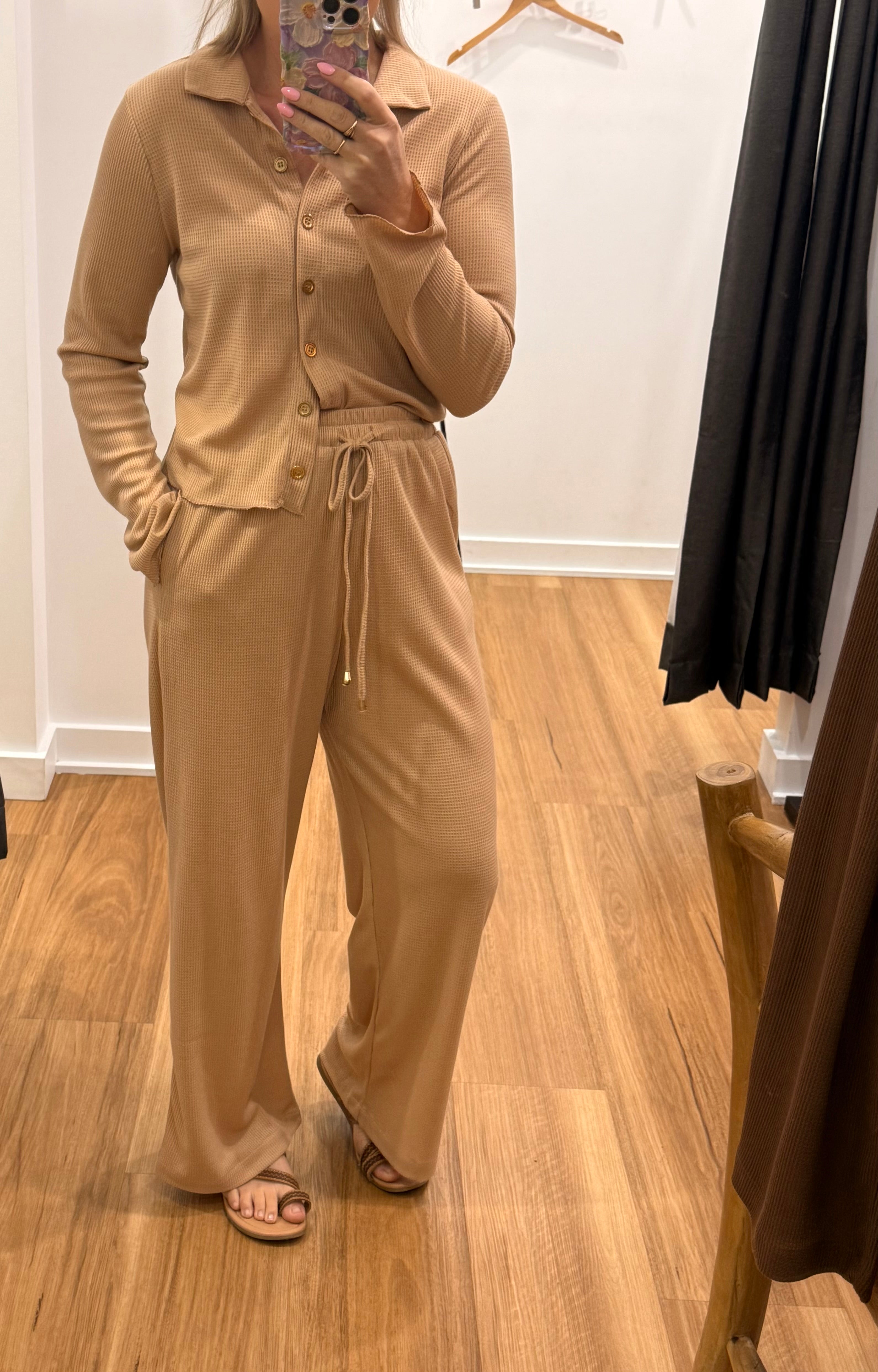 Waffle Knit Pant - Latte
