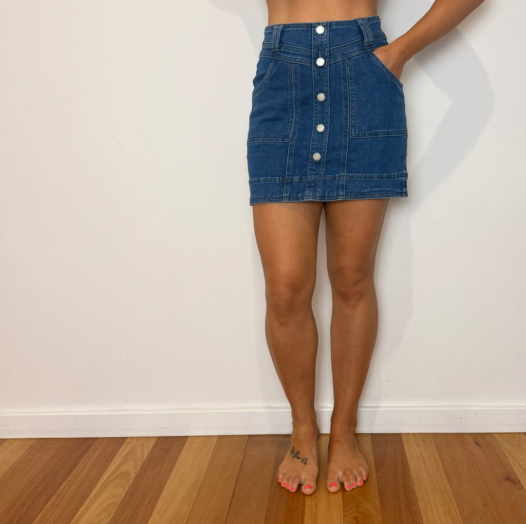 Windsor Denim Skirt - Mid blue