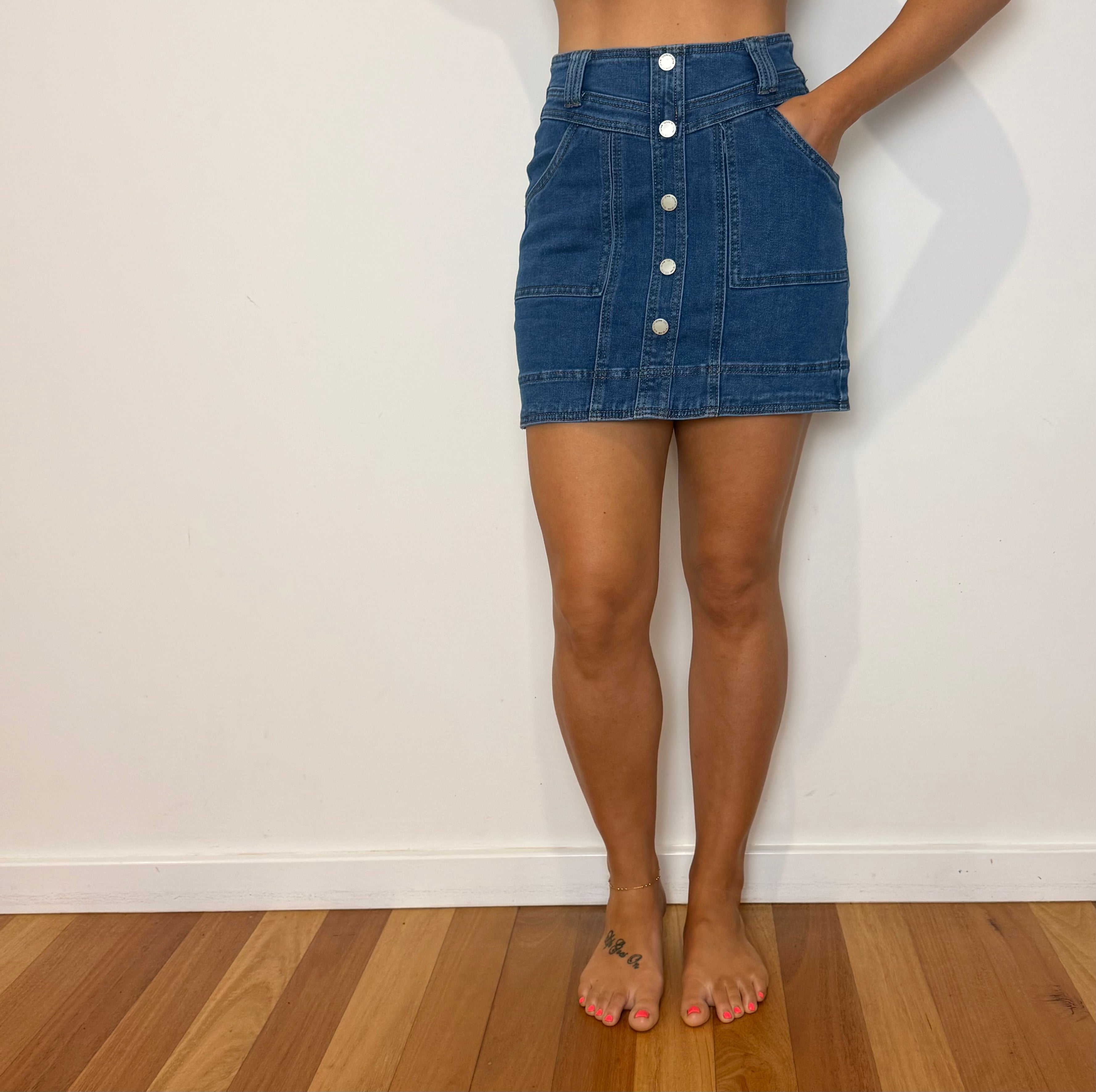 Windsor Denim Skirt - Mid blue