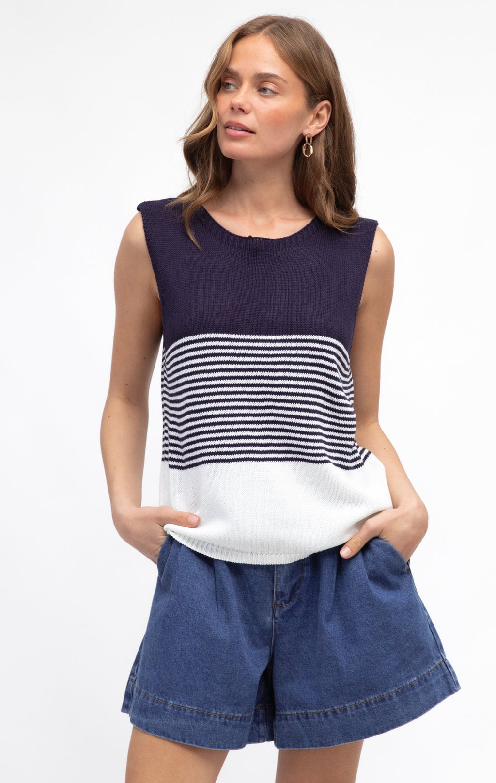 Coastal Knit Tank - Navy