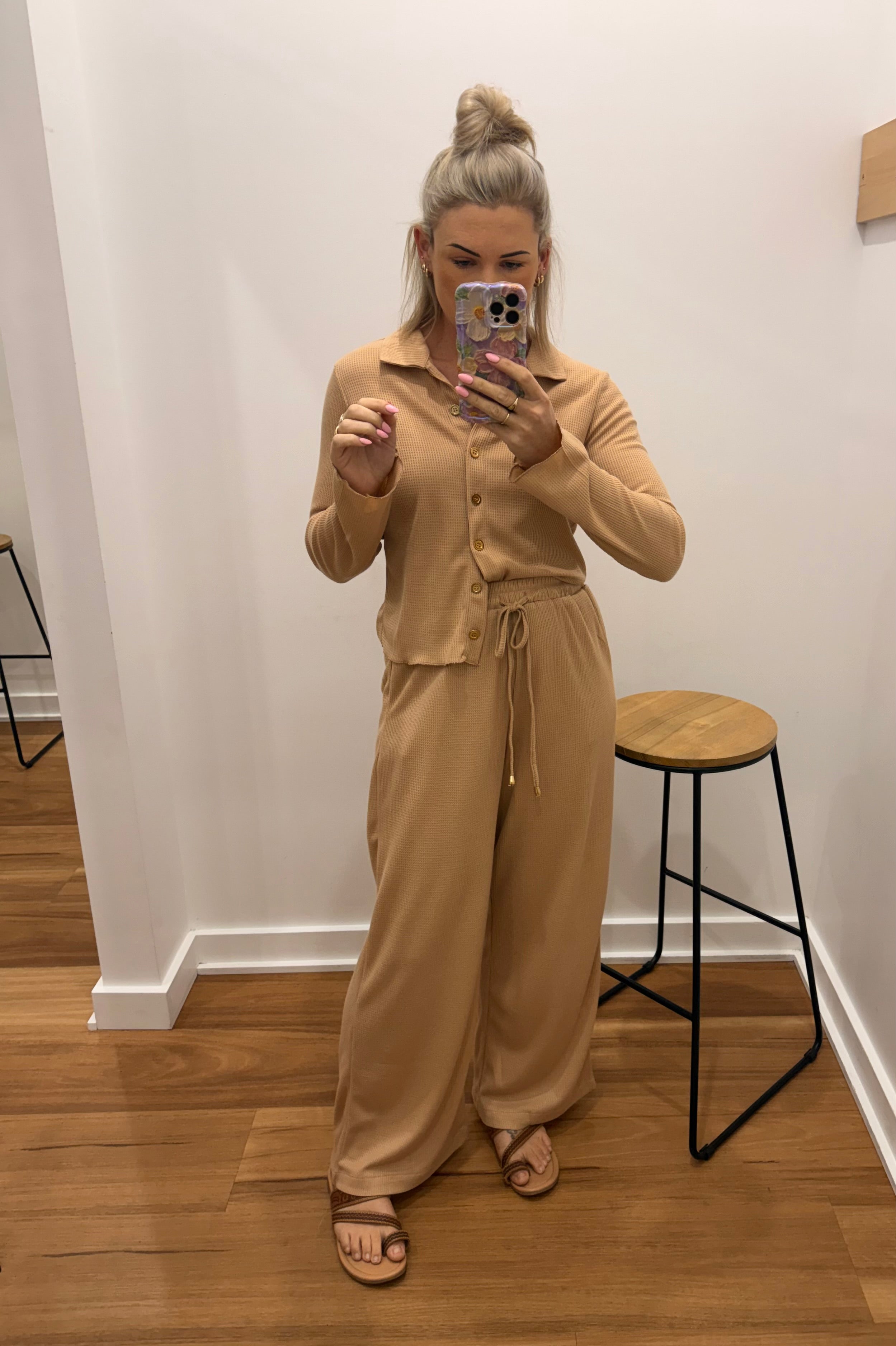 Waffle Knit Pant - Latte