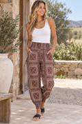 Harem Pant - Choc/White Print