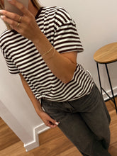 Load image into Gallery viewer, Easy Tuck Tee - Choc Stripe
