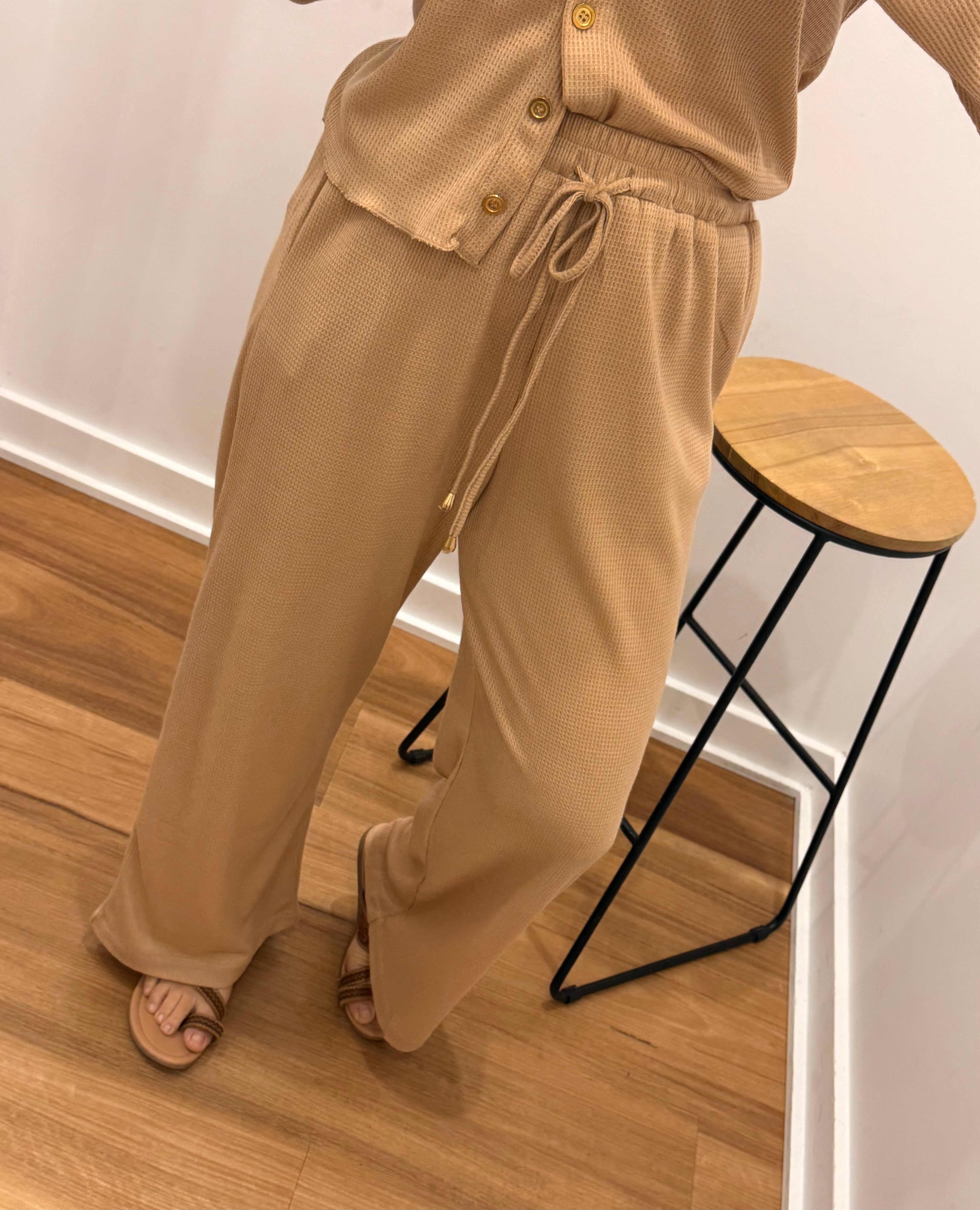 Waffle Knit Pant - Latte