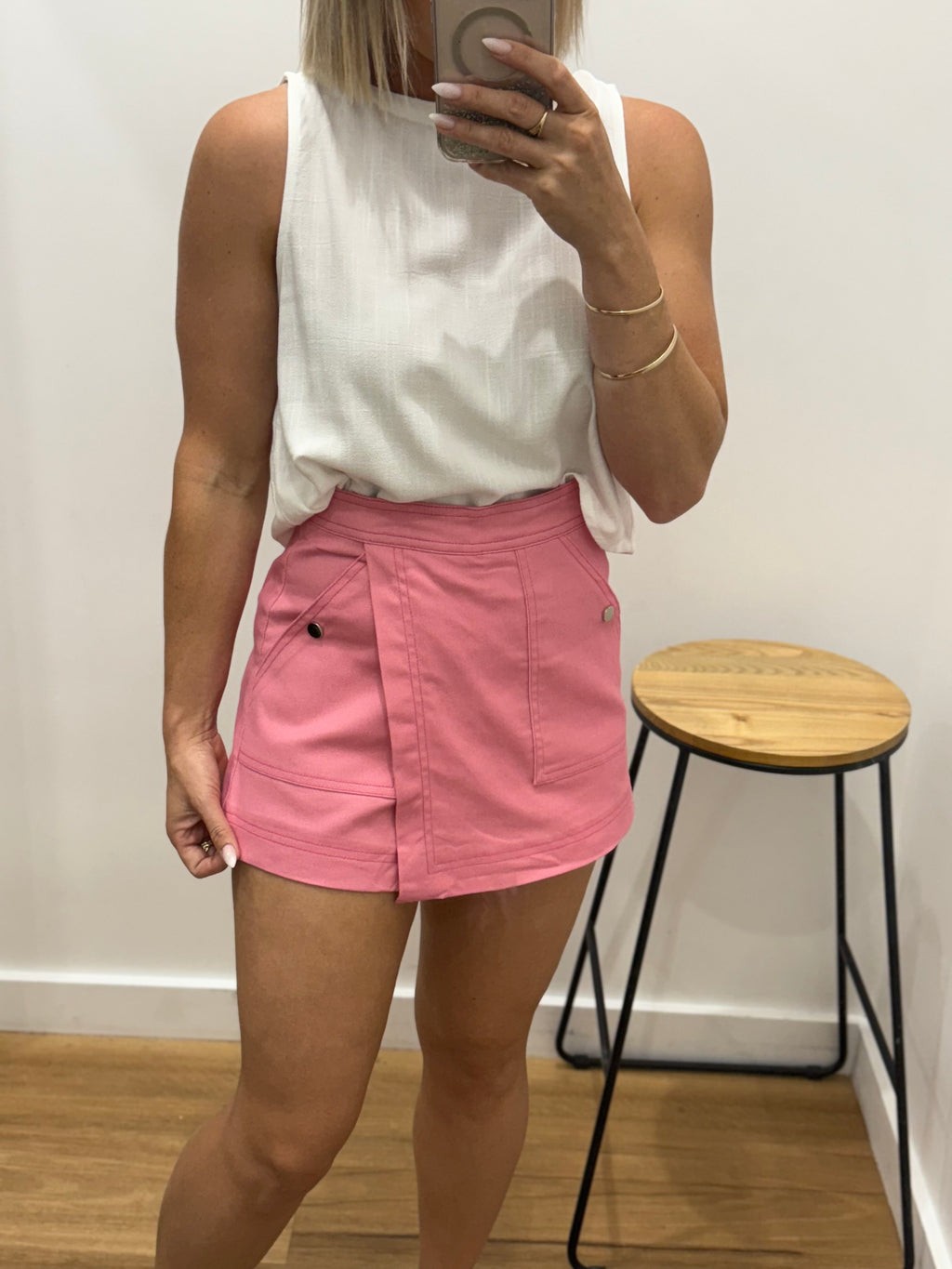 Button Back top - White