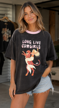 "By Frankie" Long Live Cowgirls Tee - Black