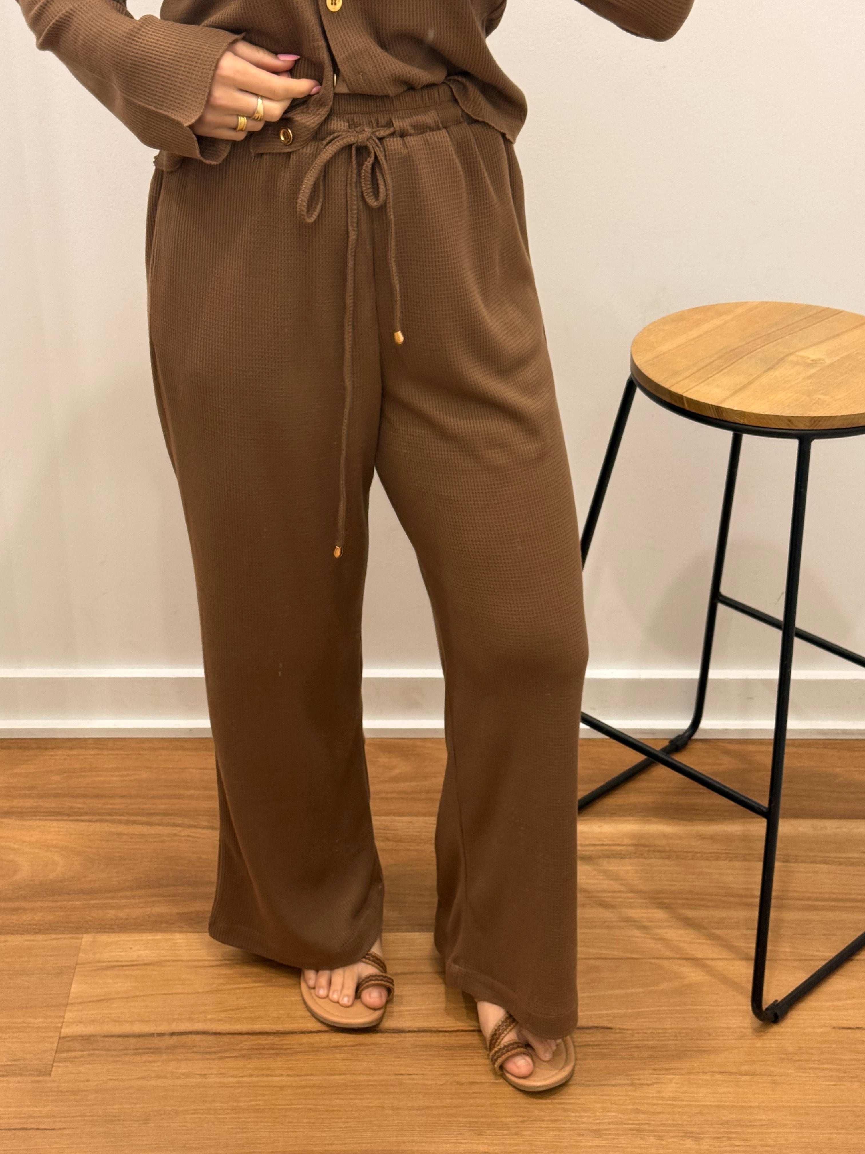 Waffle Knit Pant - Choc