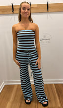 Load image into Gallery viewer, Stripe Boobtube - blue/choc "by Frankie"
