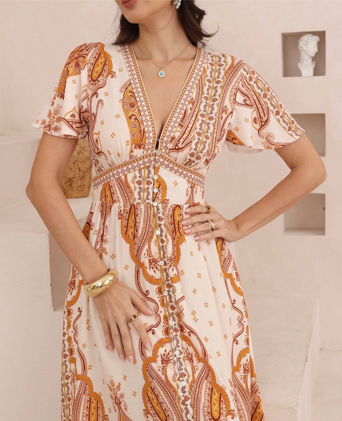 Bohemian Sands Sleeve Maxi Dress