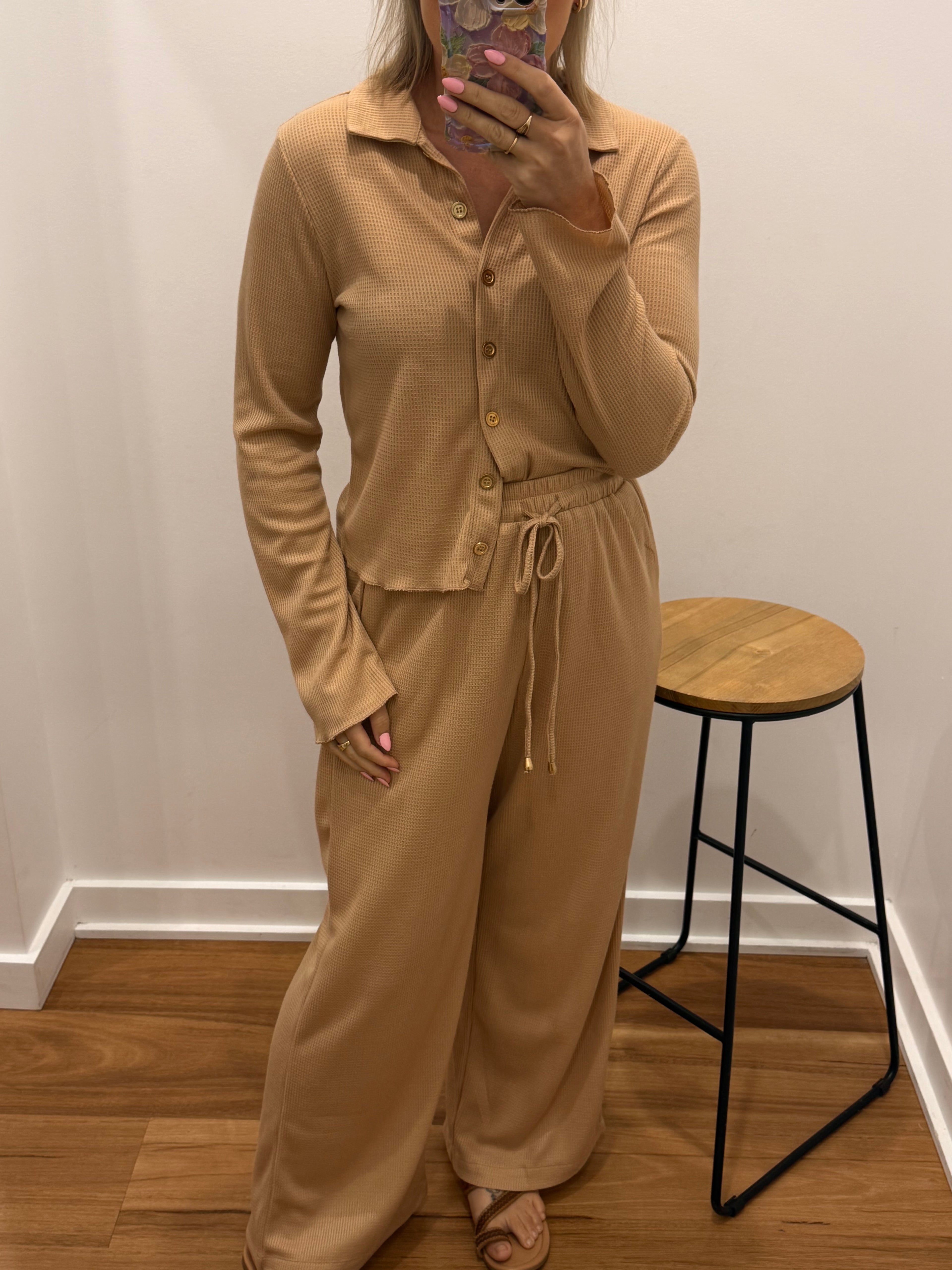 Waffle Knit Pant - Latte