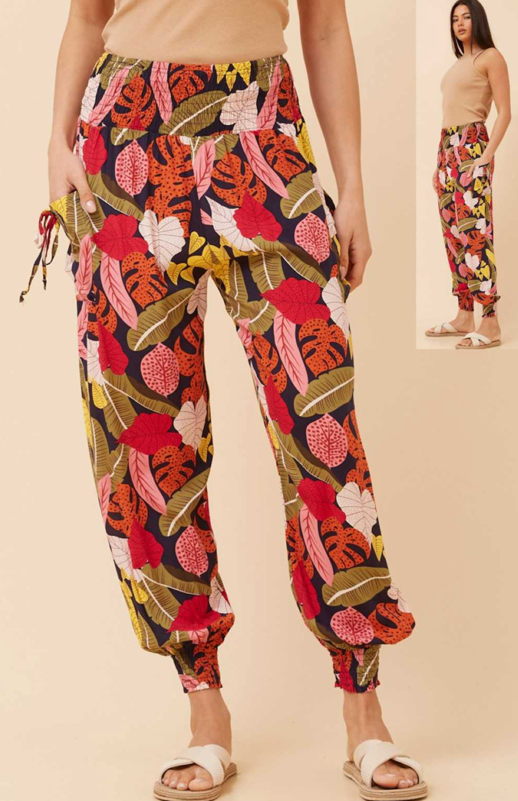 Harem Pant - Multi Col Navy