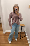 Long Sleeve Easy Tuck - Wine/ Blush Pink