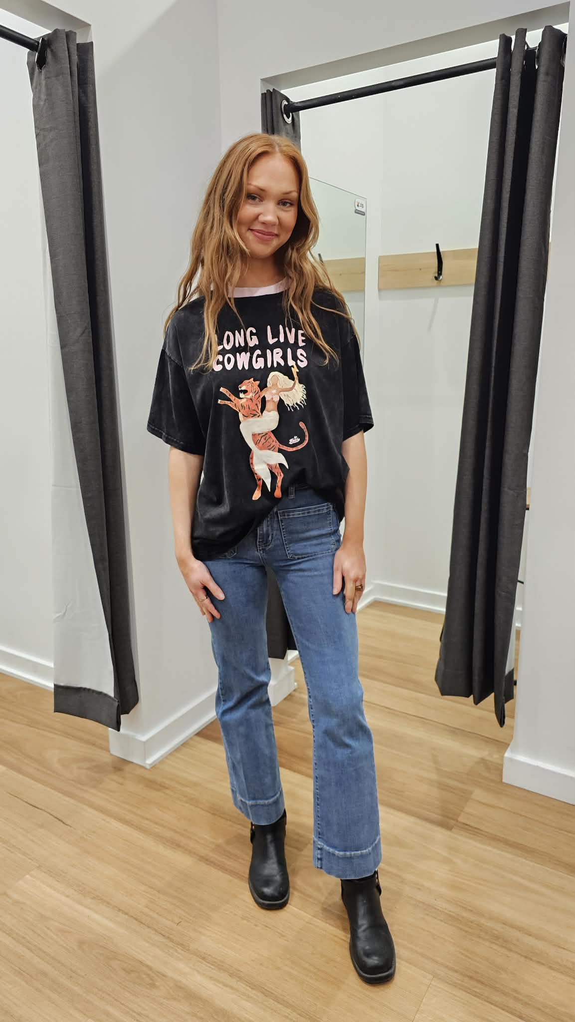 "By Frankie" Long Live Cowgirls Tee - Black