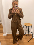 Waffle Knit Pant - Choc