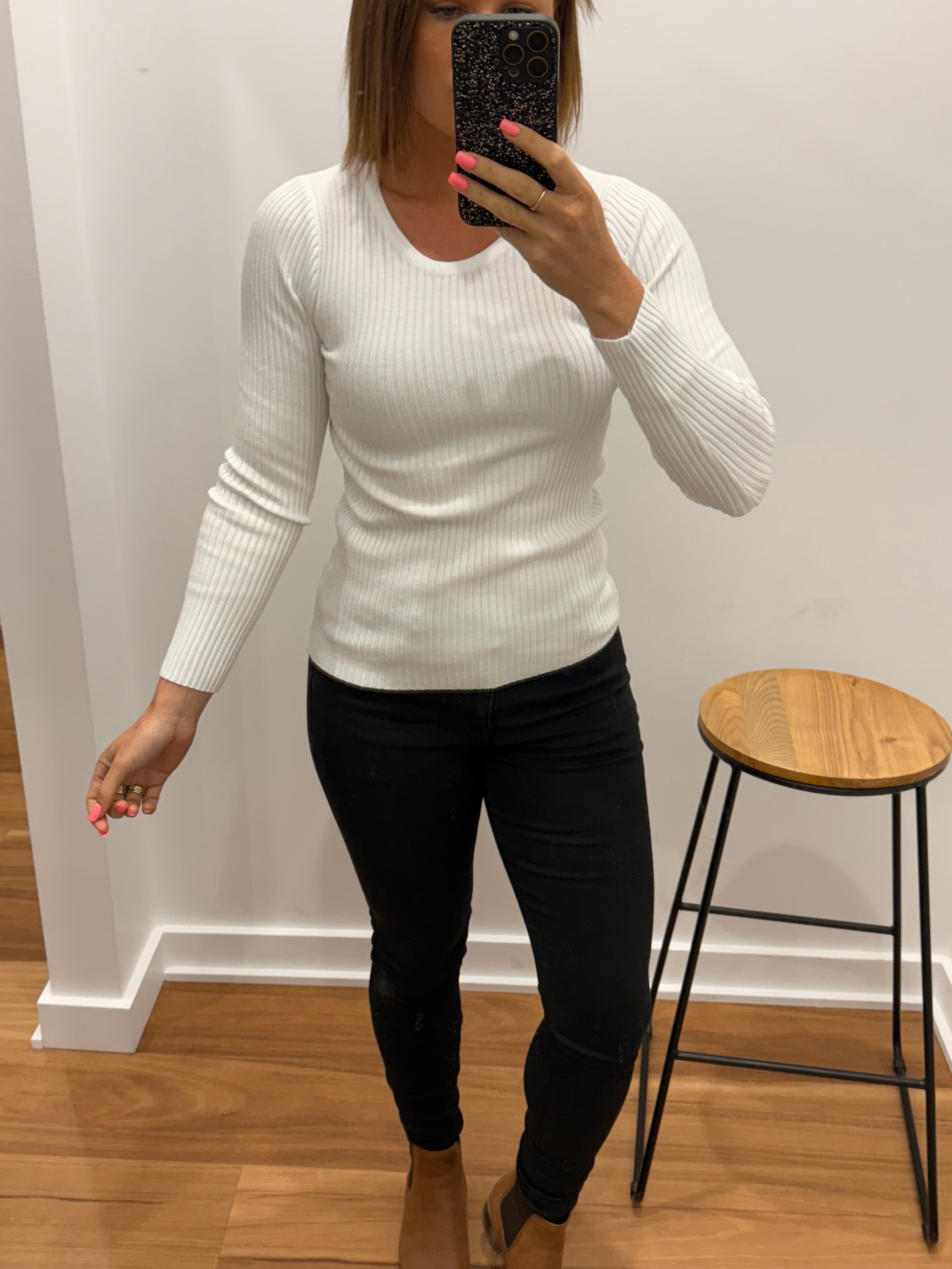 Basic Rib Knit - White