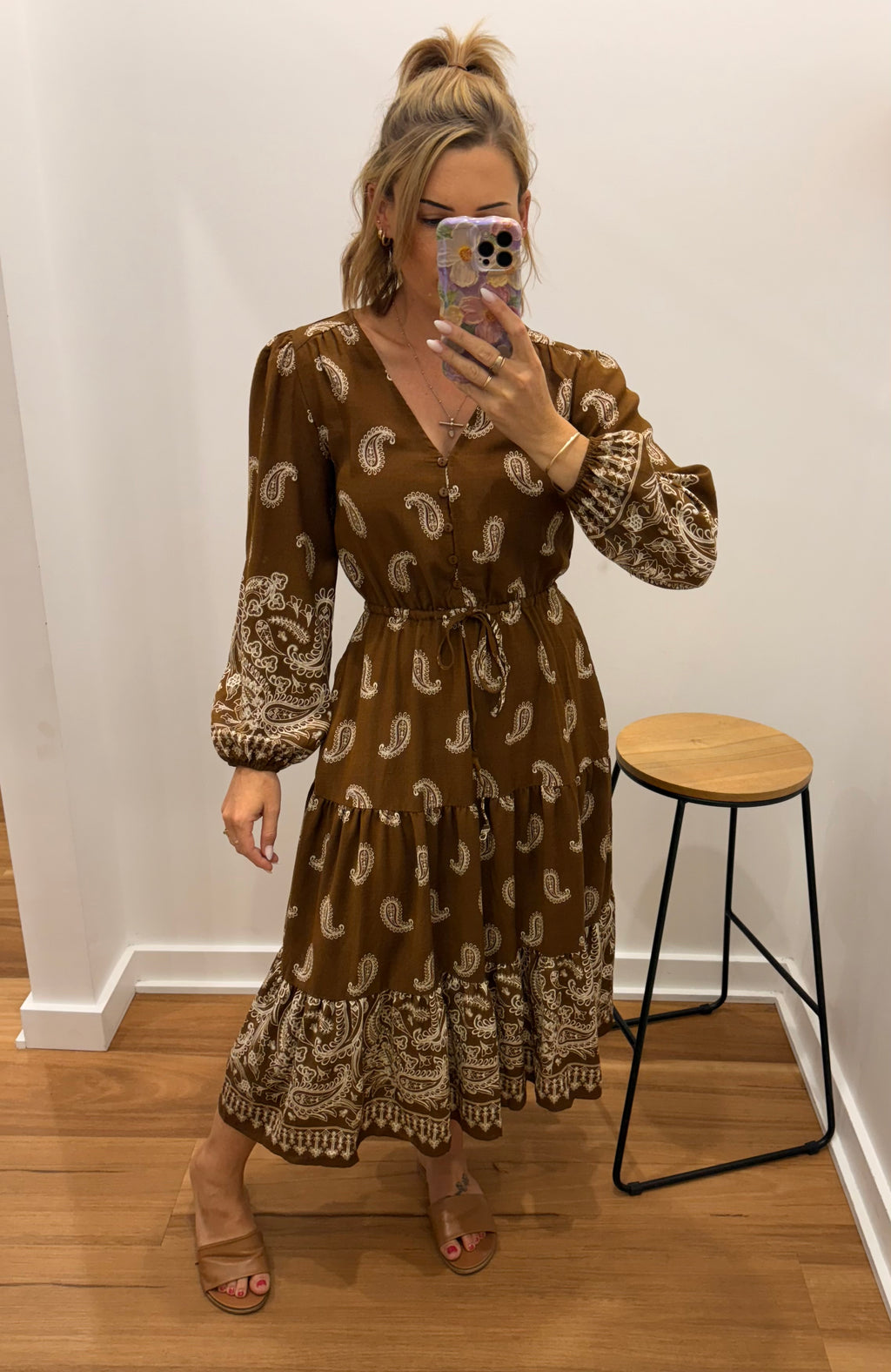 Jennah Midi Dress - Tan