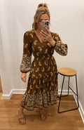 Jennah Midi Dress - Tan