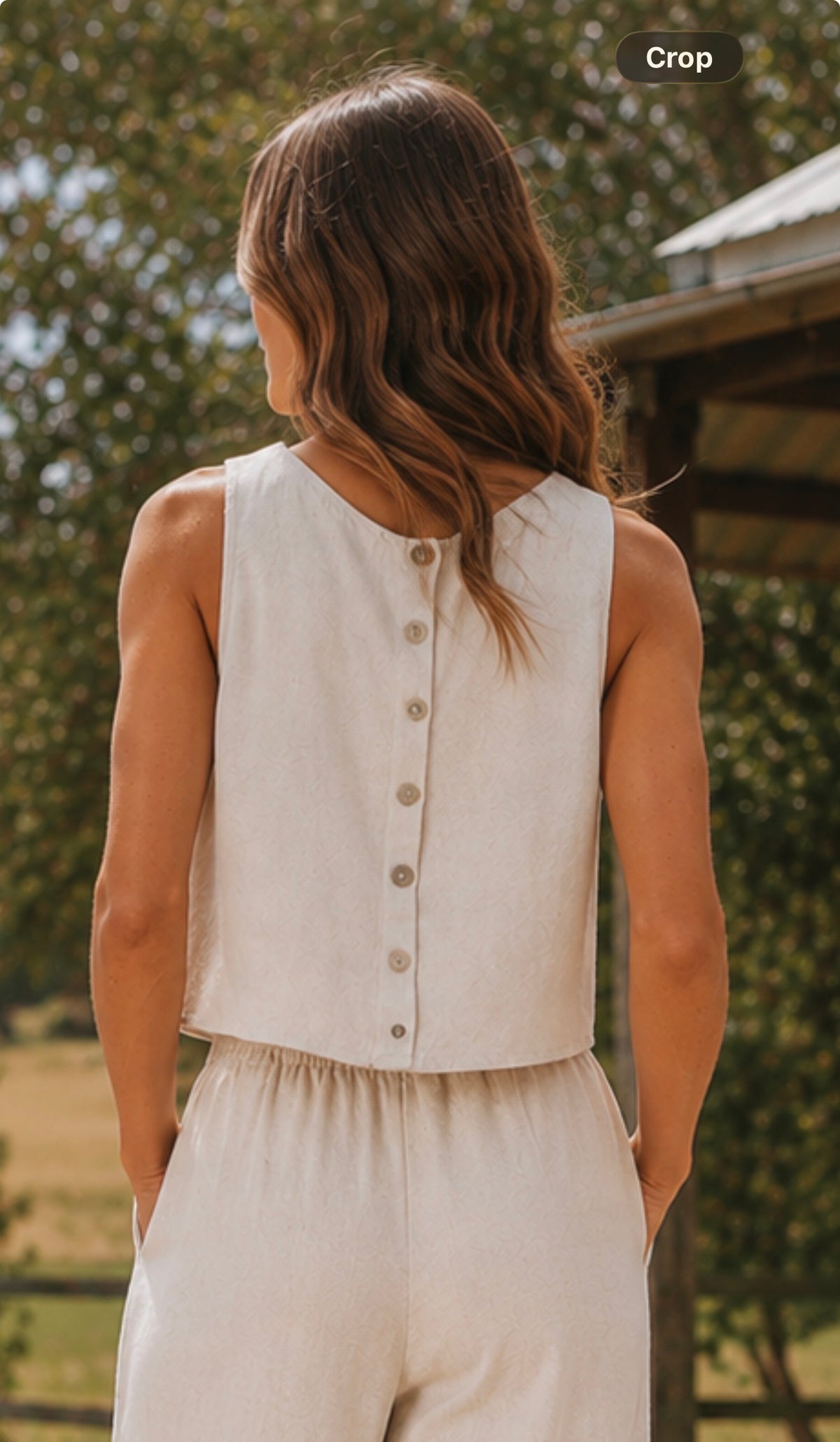 Button Back top - Natural