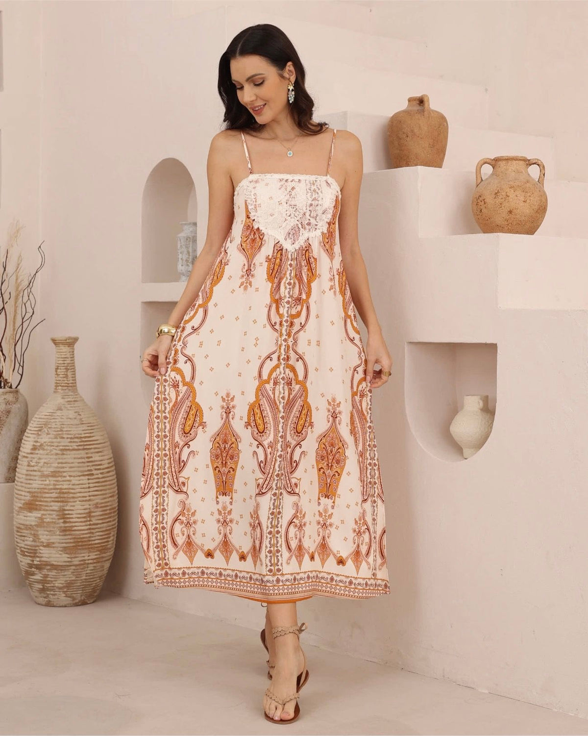 Bohemian Sands Strap Maxi Dress