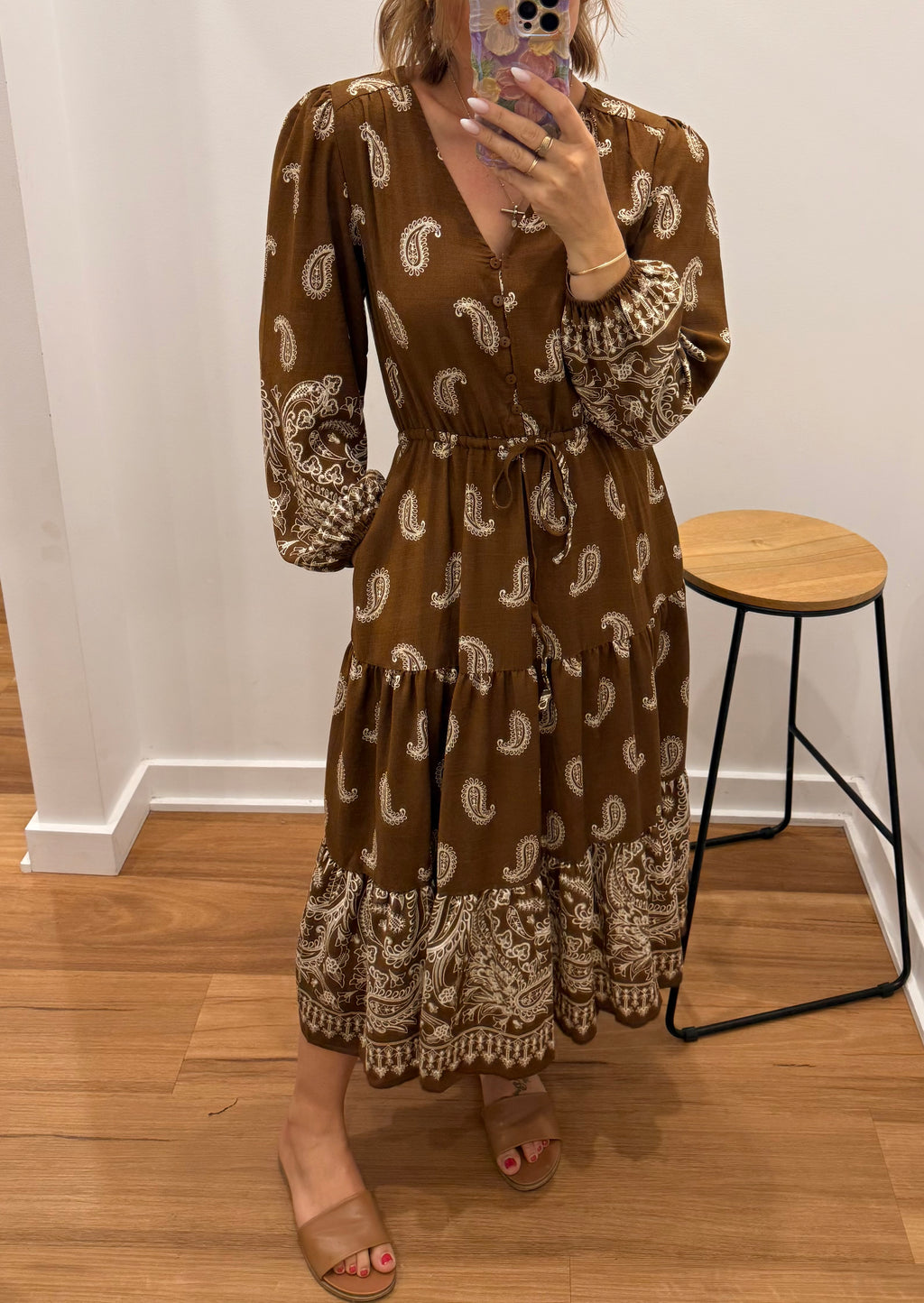 Jennah Midi Dress - Tan