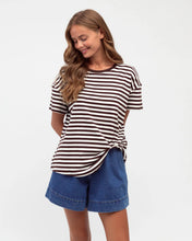Load image into Gallery viewer, Easy Tuck Tee - Choc Stripe
