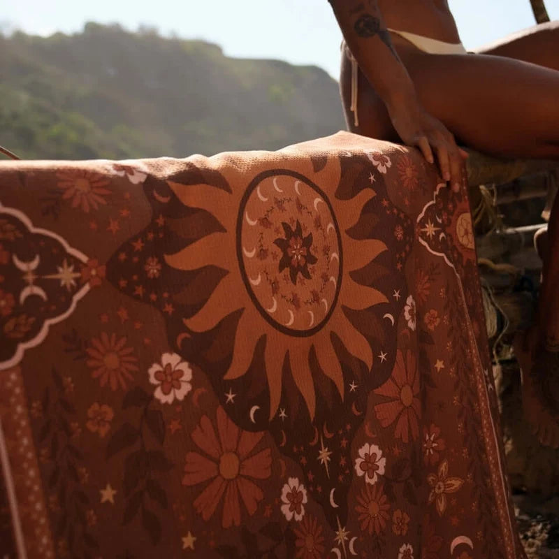 Boho Sun Brown Sand Free beach Towel