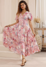 Load image into Gallery viewer, Pink Pony Sleeve Maxi Dress

