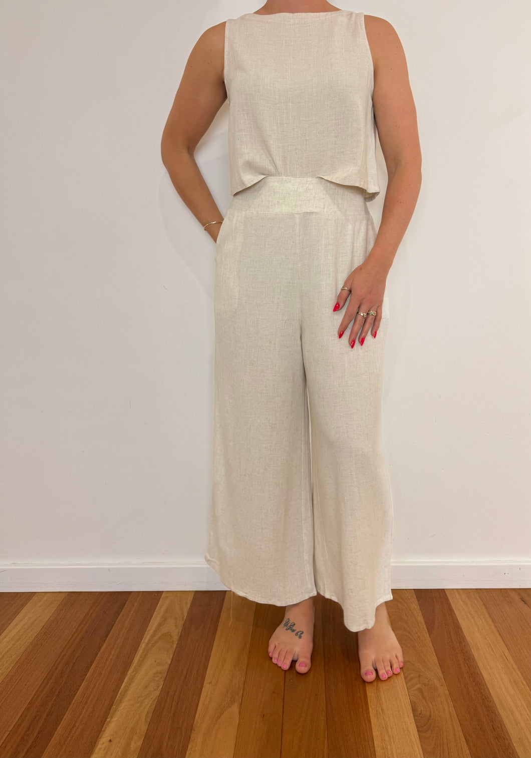 Button Back top - Natural