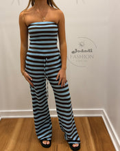 Load image into Gallery viewer, Stripe Boobtube - blue/choc "by Frankie"
