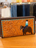 Tooled/Painted  horse wallet