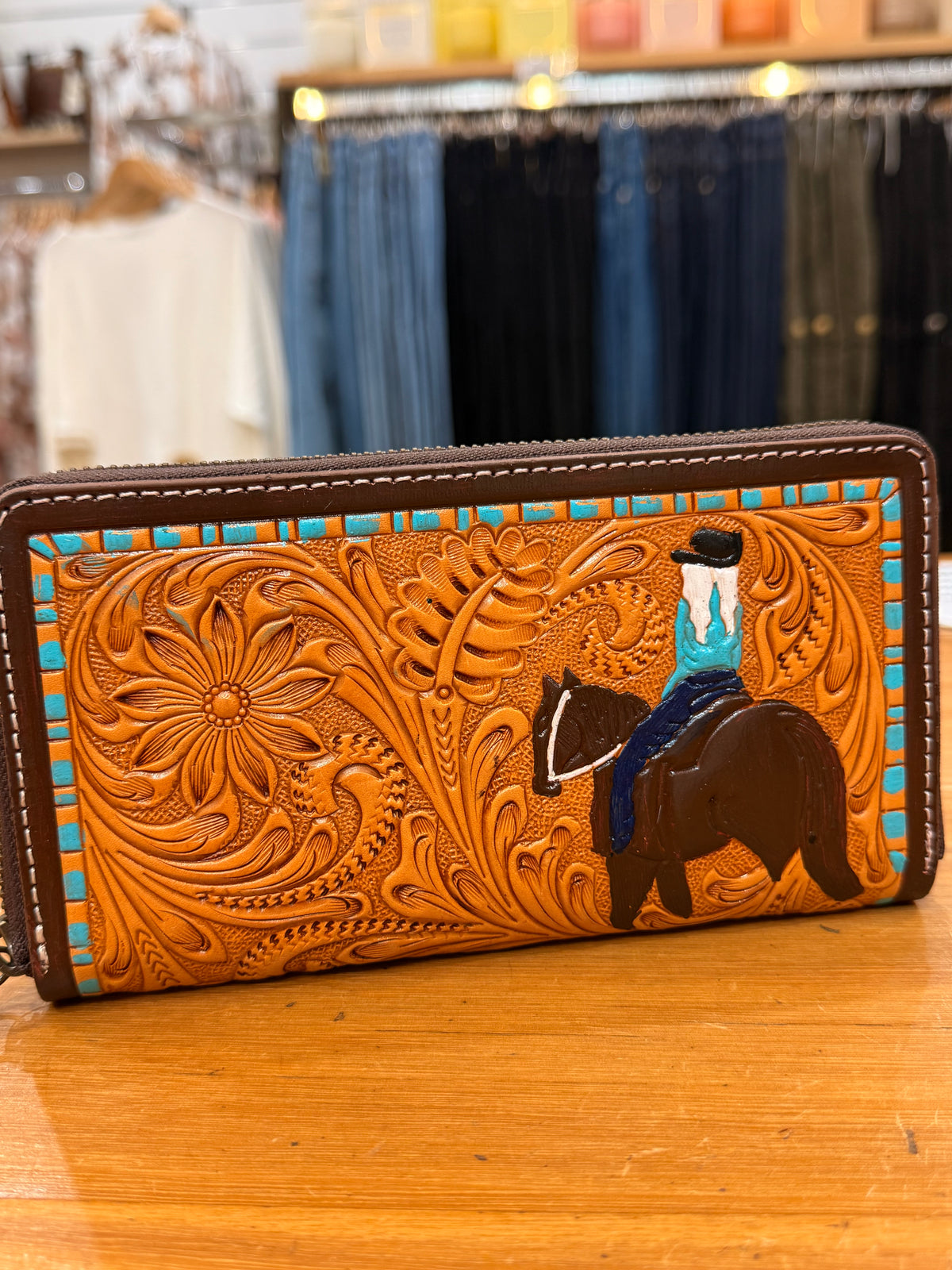 Tooled/Painted  horse wallet