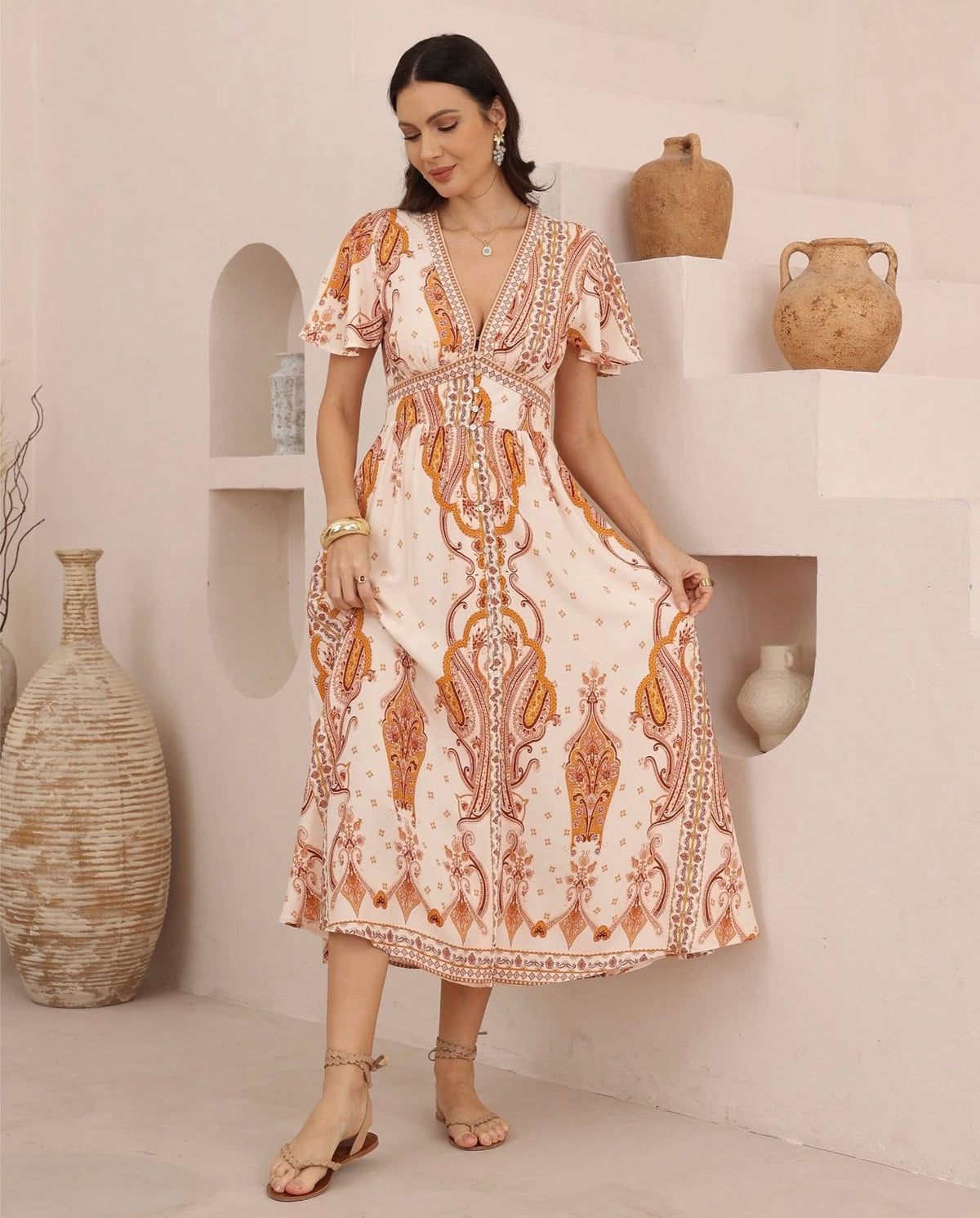 Bohemian Sands Sleeve Maxi Dress