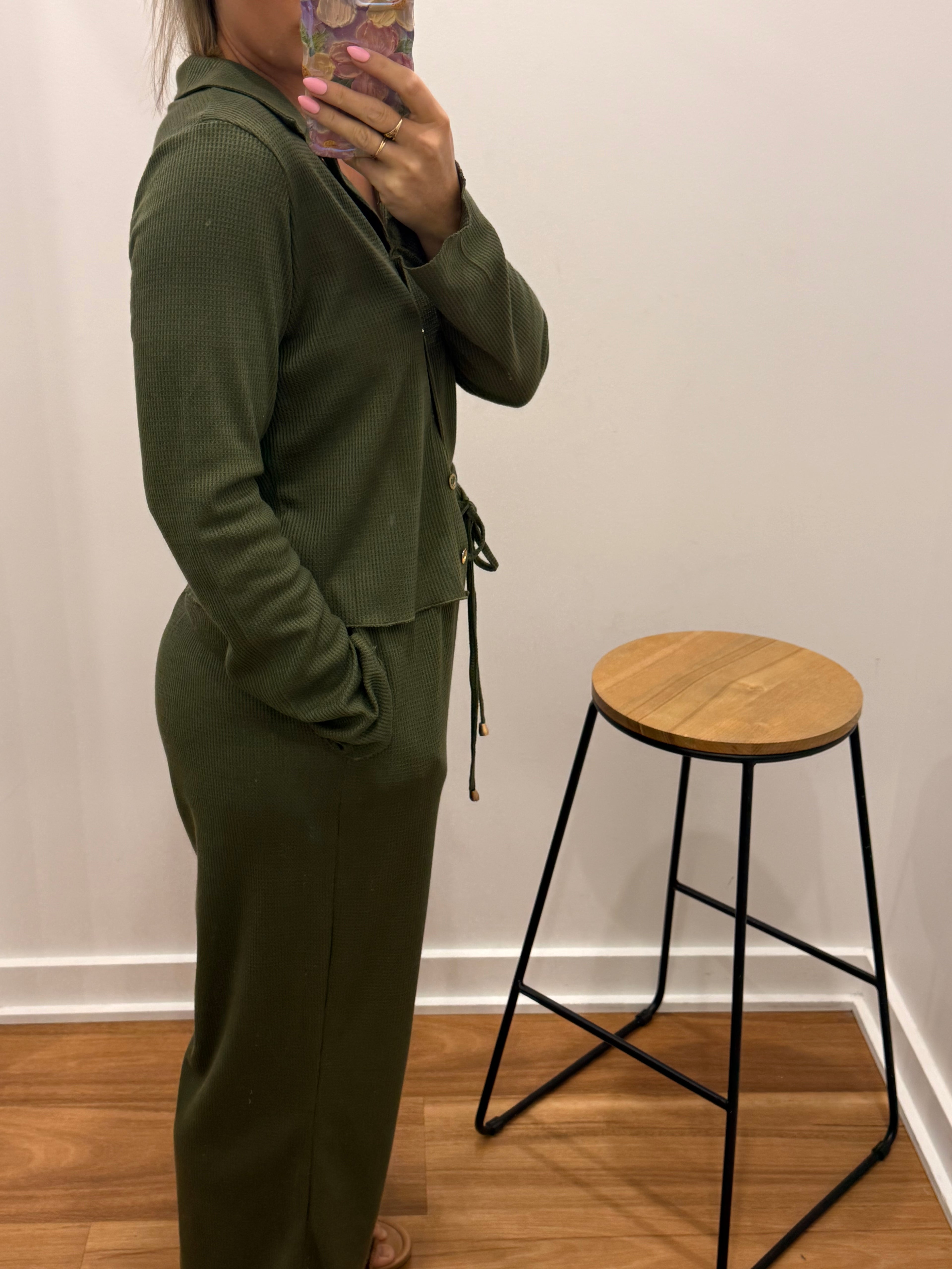 Waffle Knit Pant - khaki
