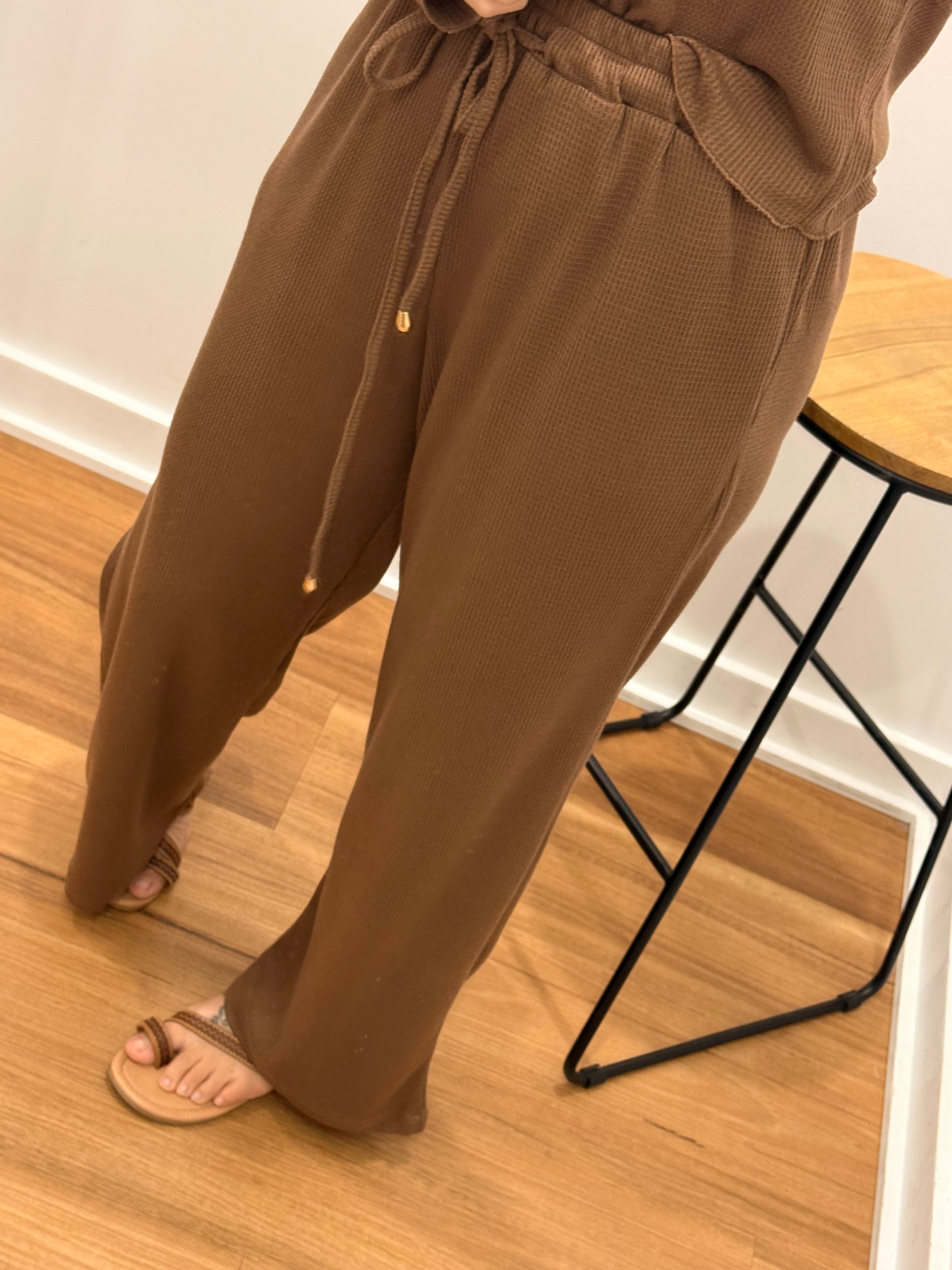 Waffle Knit Pant - Choc