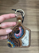 Load image into Gallery viewer, Petals &amp; Posies Leather Key Fob
