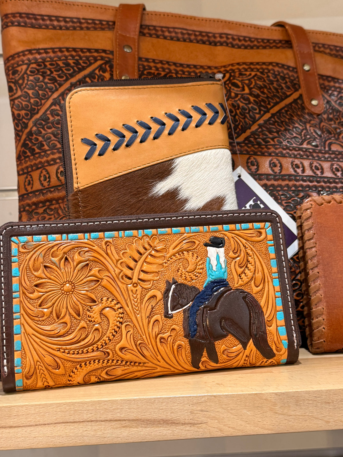Tooled/Painted  horse wallet