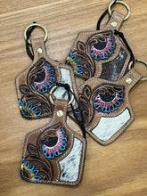 Load image into Gallery viewer, Petals &amp; Posies Leather Key Fob
