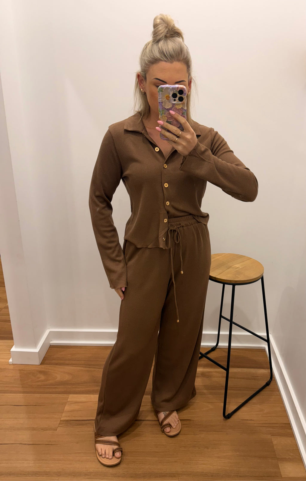 Waffle Knit Pant - Choc