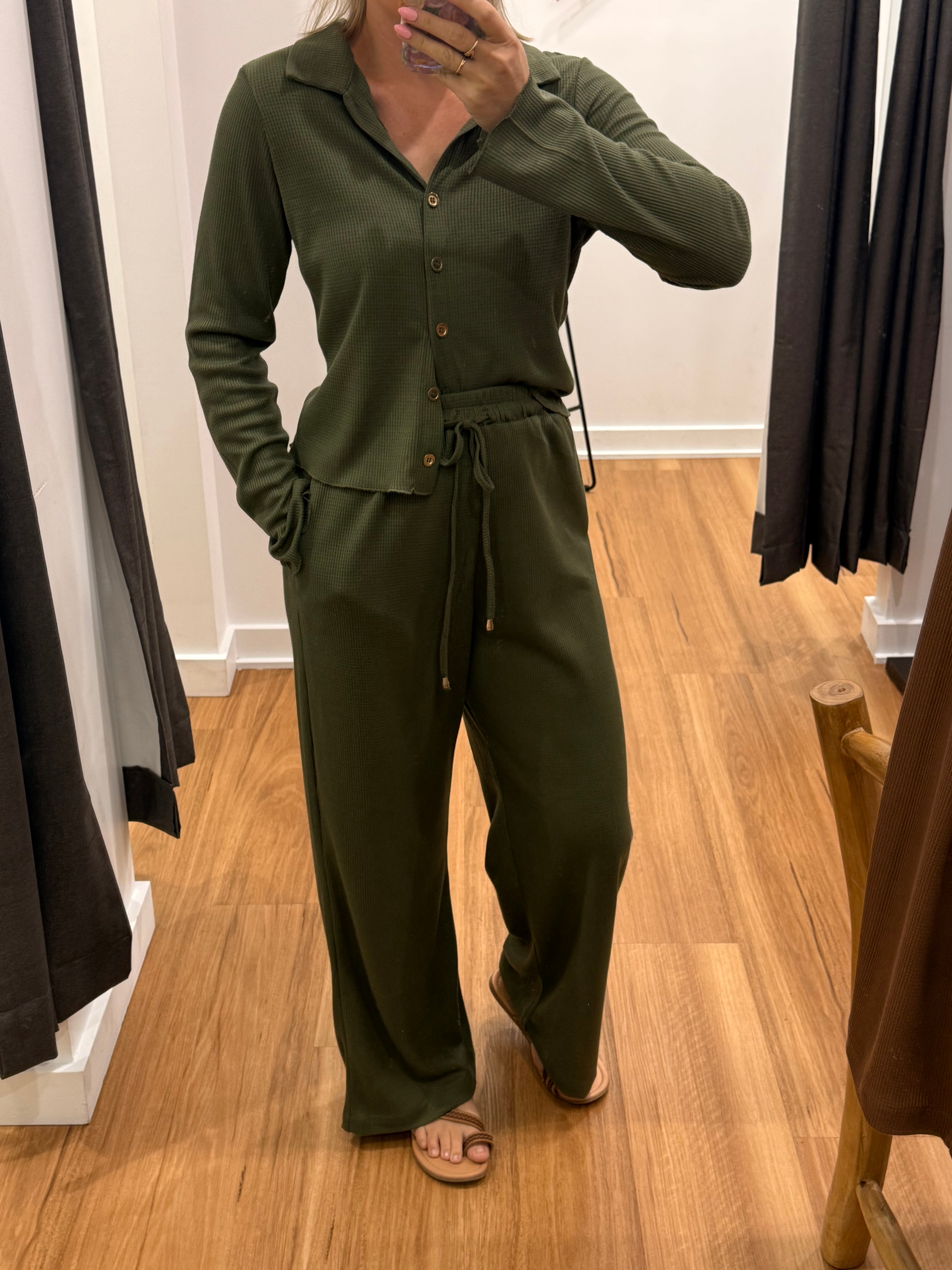 Waffle Knit Pant - khaki