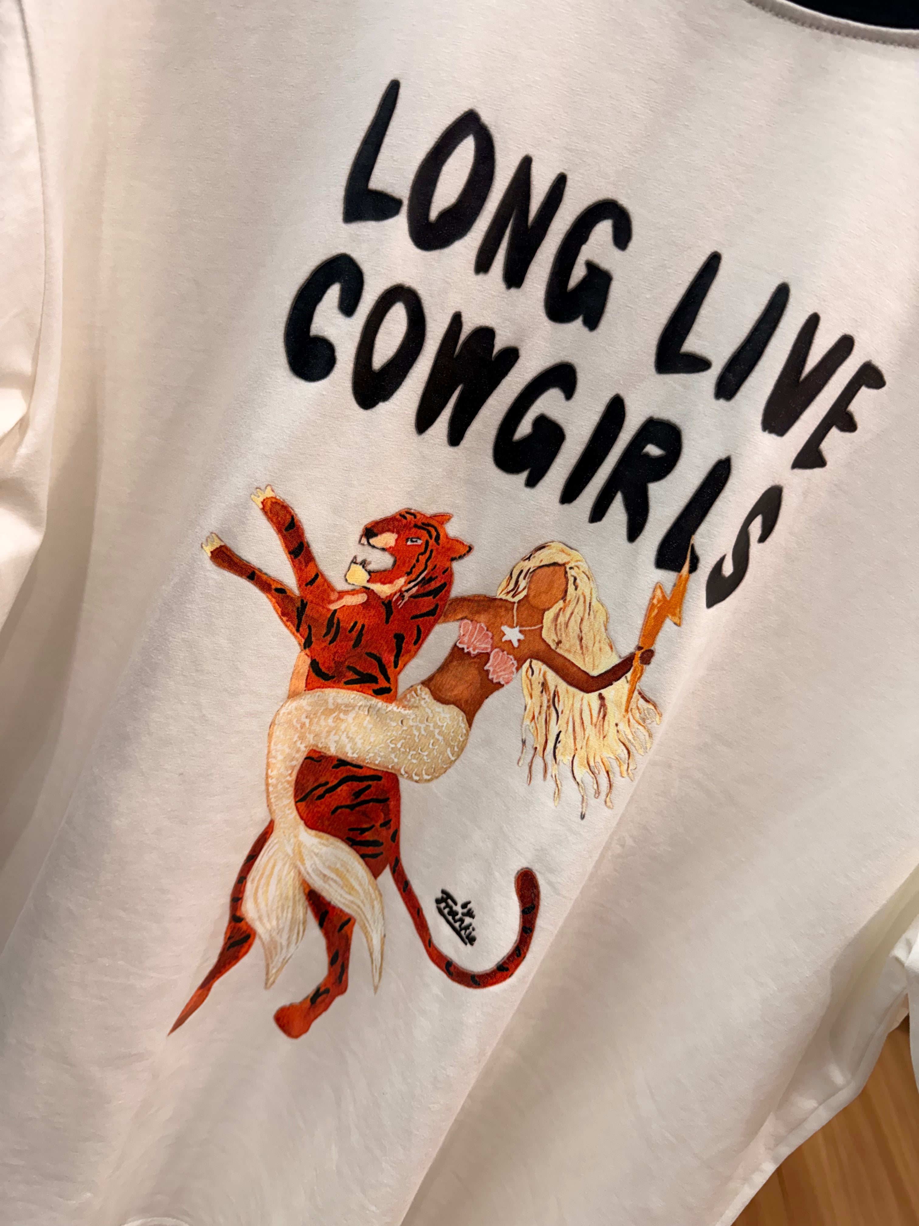 "By Frankie" Long Live Cowgirls Tee - white