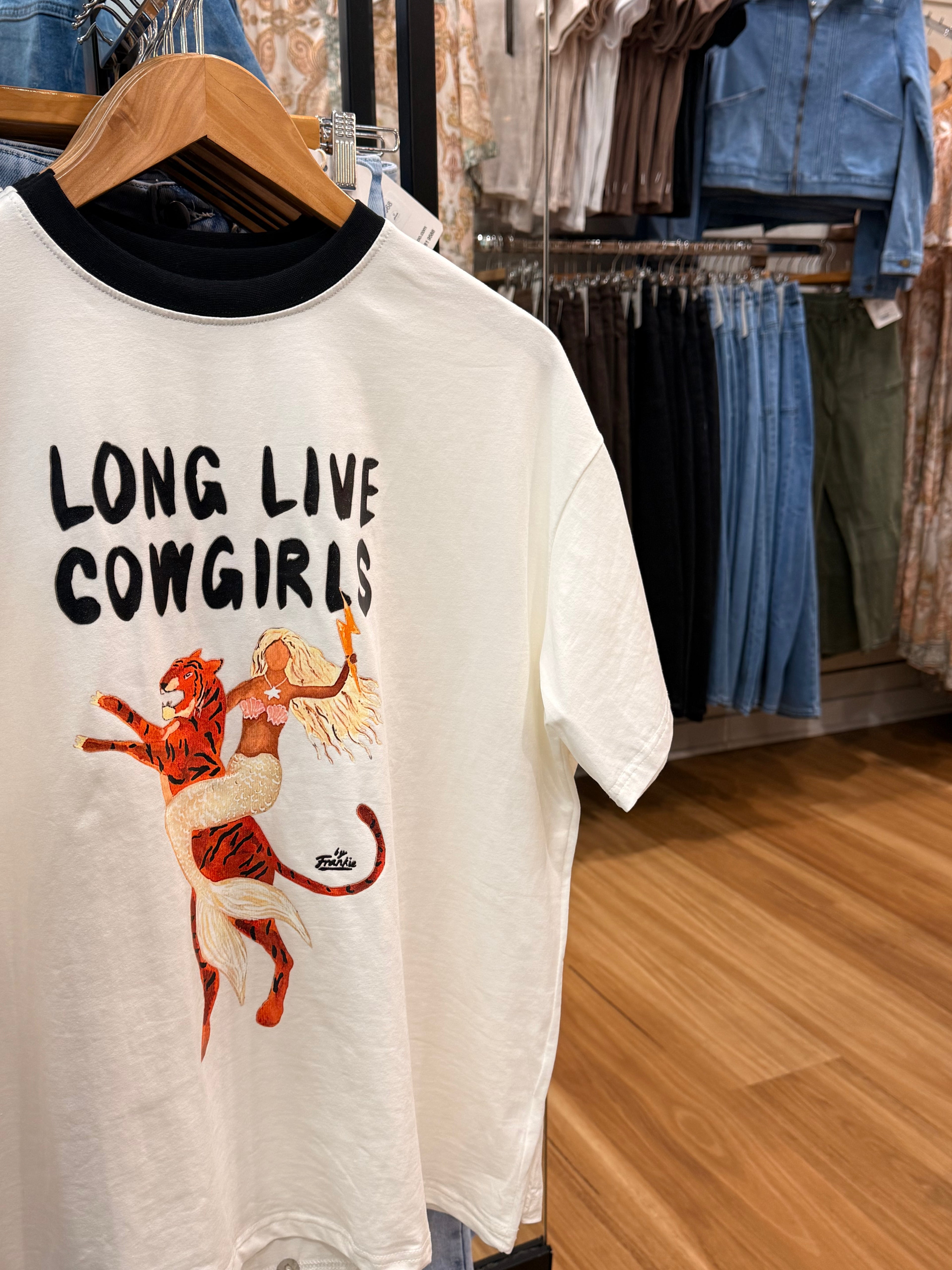 "By Frankie" Long Live Cowgirls Tee - white